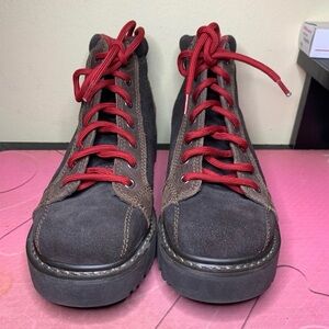 Men's Brown and Red Lace-Up Boots